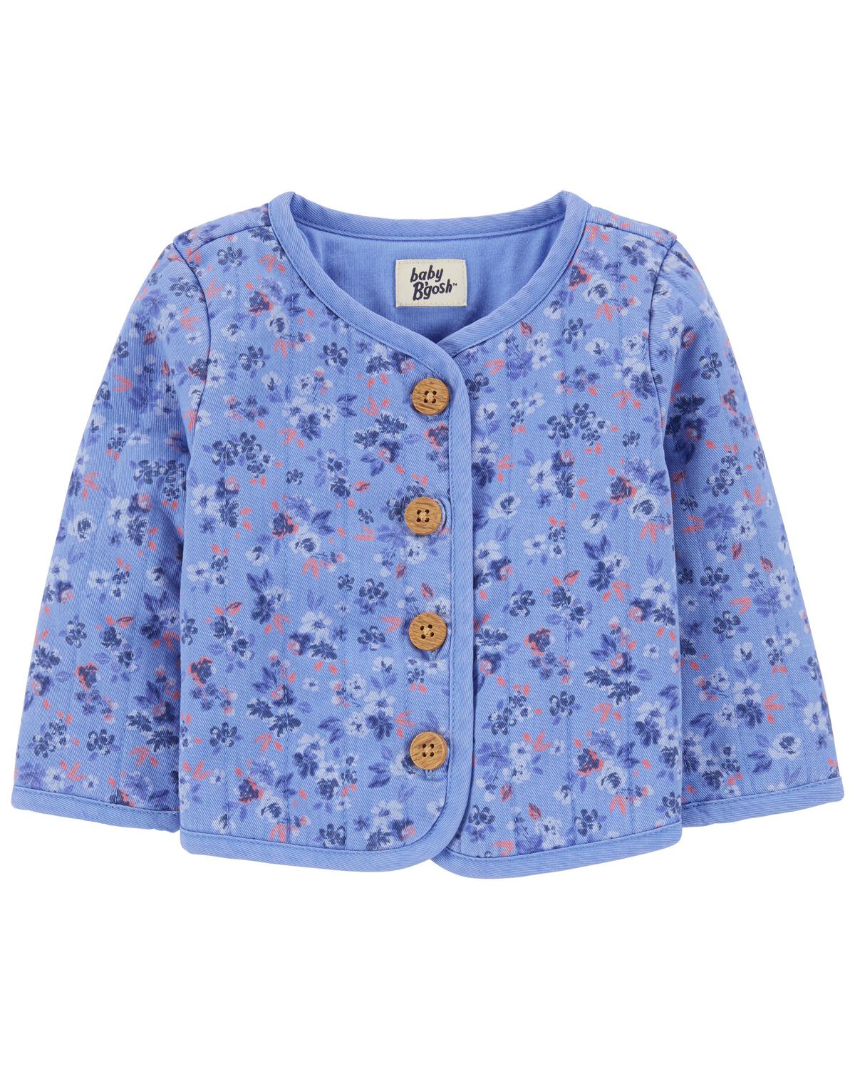 Blue Baby Quilted Floral Print Jacket