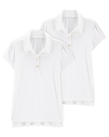 Kid 2-Pack Active Uniform Polo Shirts in Moisture Wicking BeCool™ Fabric - White, 