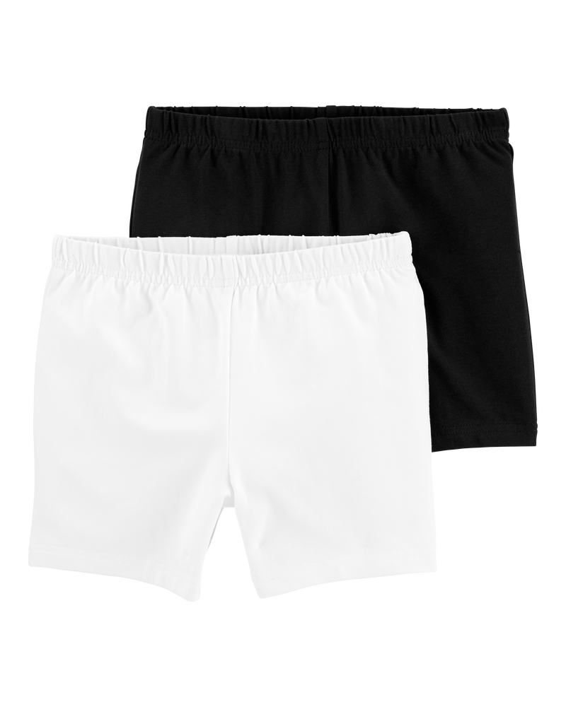 Kid 2-Pack White/Black Bike Shorts, image 1 of 3 slides