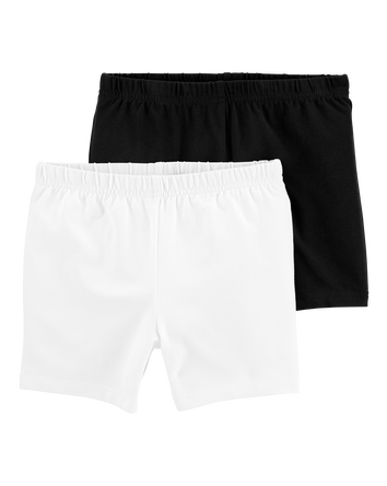 Kid 2-Pack White/Black Bike Shorts, 