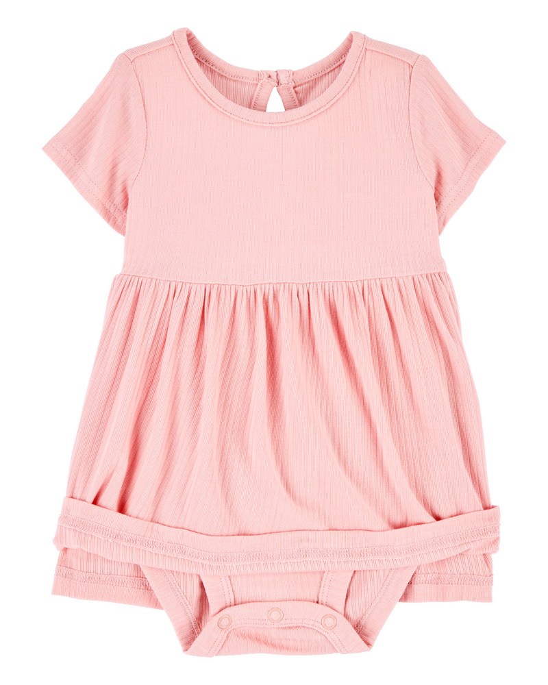 Baby Girl Solid PurelySoft Bodysuit Dress - Pink, image 2 of 7 slides