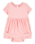 Baby Girl Solid PurelySoft Bodysuit Dress - Pink, image 2 of 7 slides