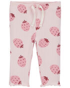 Baby Strawberry Pull-On Ribbed Pants, image 1 of 4 slides