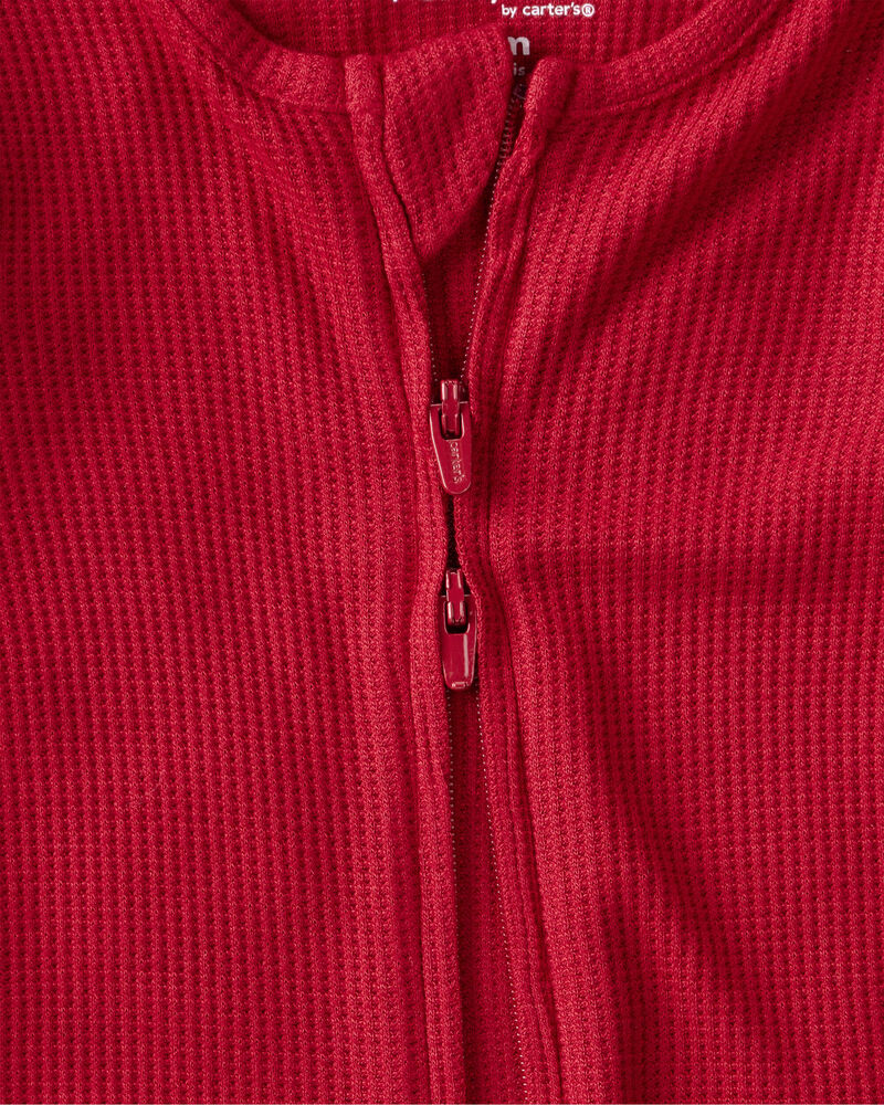 Baby Solid Print PurelySoft Long-Sleeve Sleep & Play Pajamas - Red, image 3 of 7 slides