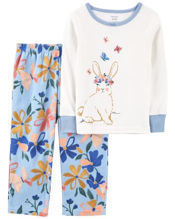 Toddler 2-Piece Bunny Cotton & Fleece Pajamas, 