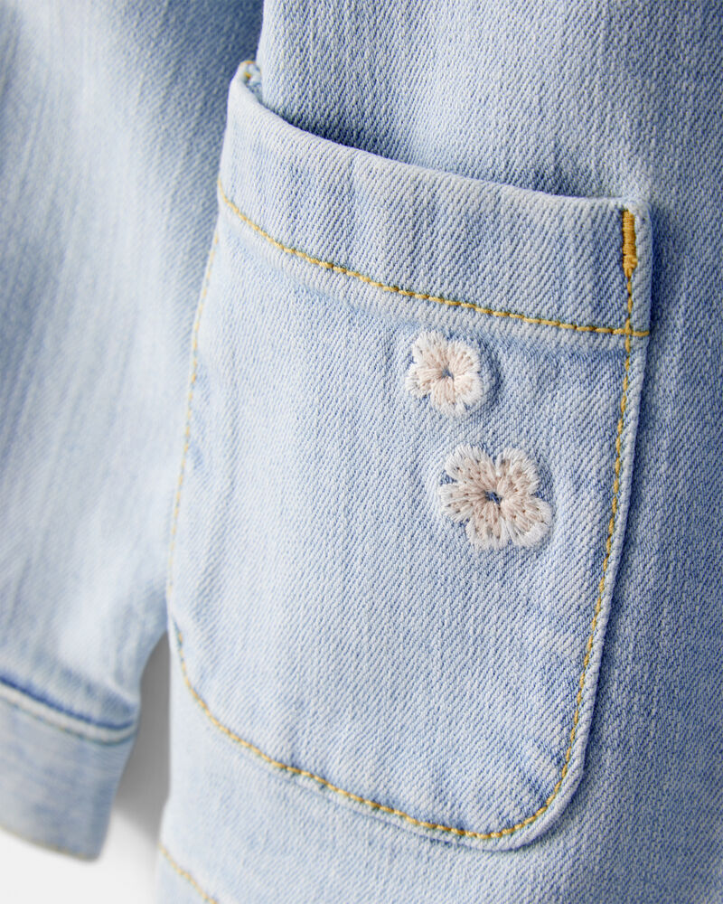 Toddler Girl Embroidered Long-Sleeve Denim Jacket - Blue, image 2 of 4 slides