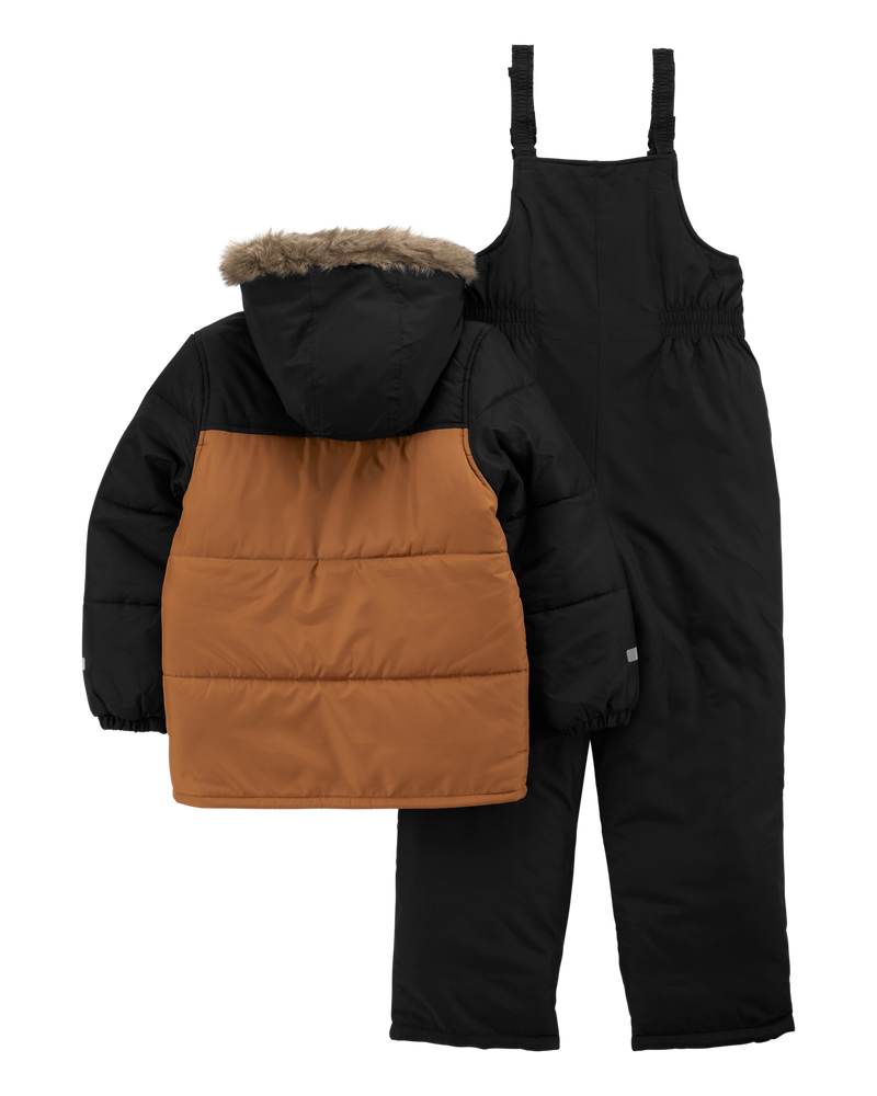 Kid 2-Piece Faux Fur Hooded Snowsuit Set, image 2 of 4 slides