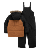Kid 2-Piece Faux Fur Hooded Snowsuit Set, image 2 of 4 slides