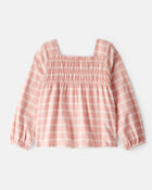 Toddler Girl Plaid Cotton Long-Sleeve Top - Pink, image 1 of 3 slides