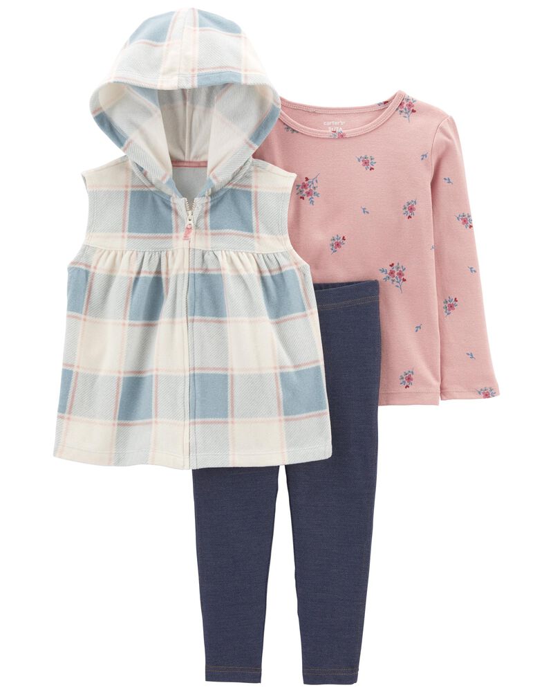 Toddler 3-Piece Fleece Vest Set, image 1 of 3 slides