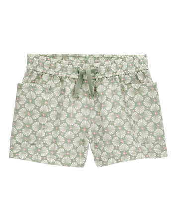 Baby Tropical Print Drawstring Shorts - Green, 