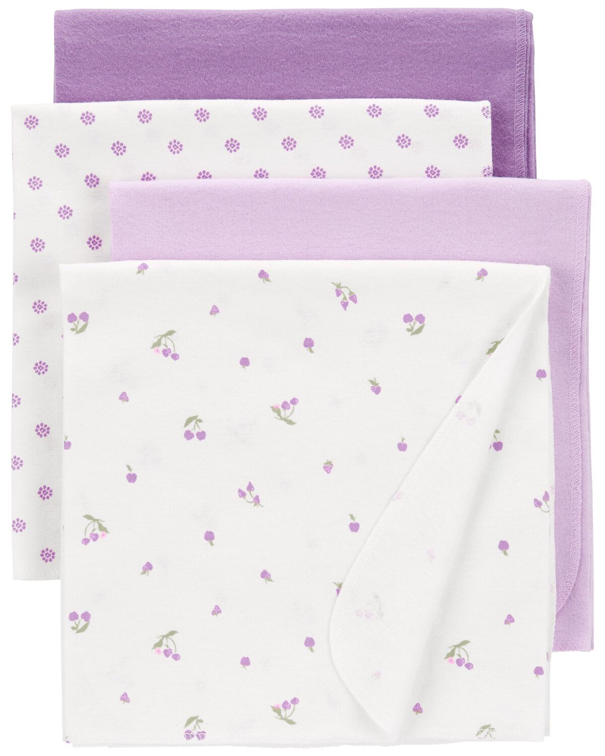 Purple/White Baby 4Pack Receiving Blankets