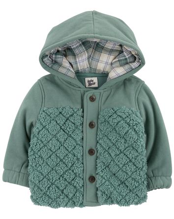 Quilted Sherpa Jacket - Green, 