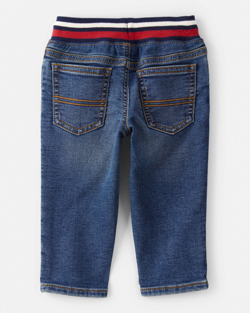 Baby Boy Varsity Waistband Denim Jeans, image 2 of 4 slides