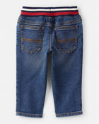 Baby Boy Varsity Waistband Denim Jeans, image 2 of 4 slides