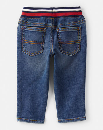 Baby Boy Varsity Waistband Denim Jeans, 