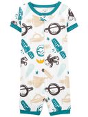 Blue/White - Toddler 1-Piece Space 100% Snug Fit Cotton Romper Pajamas