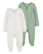 Baby 2-Pack Zip-Up PurelySoft Sleep & Play Pajamas, image 1 of 8 slides