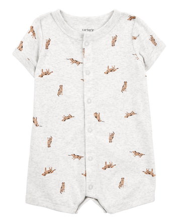 Baby Dog Short-Sleeve Romper - Grey, 