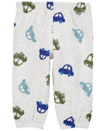 Baby Car Print Pull-On Fleece Pants, 