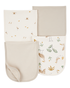 Baby 4-Pack Burp Cloths - Ivory/Brown, image 1 of 2 slides