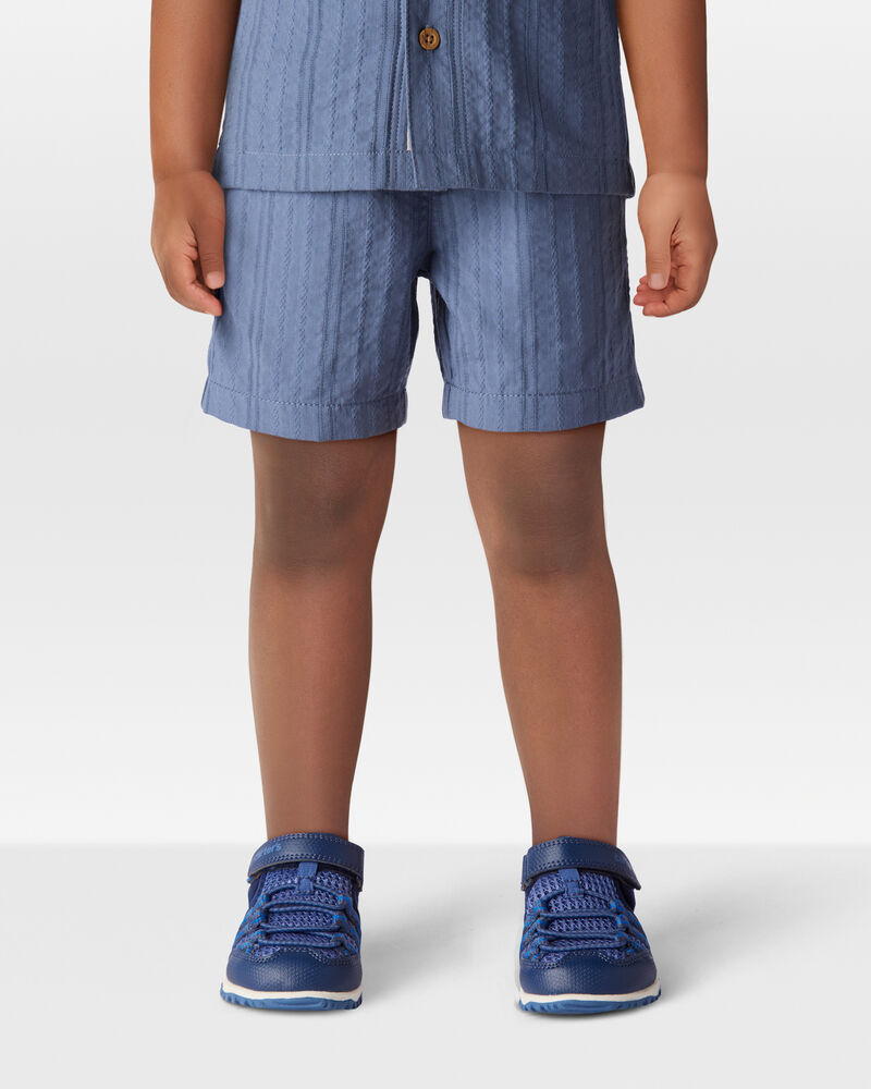 Toddler 2-Piece Seersucker Button-Down Shirt & Drawstring Shorts Set - Blue, image 9 of 9 slides