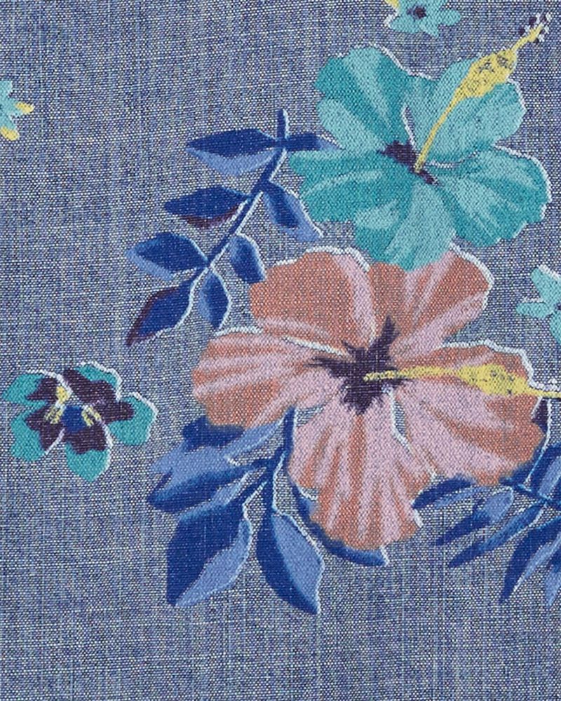 Kid Hawaiian Print Chambray Button-Front Shirt, image 2 of 3 slides