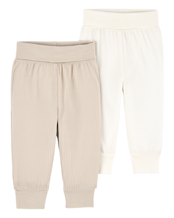 Baby 2-Pack PurelySoft Pull-On Pants - Khaki/Ivory, 