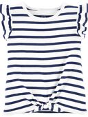 Navy/White - Toddler Striped Tie-Front Tee
