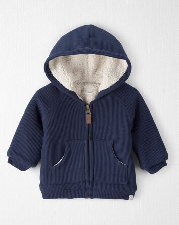 Baby Sherpa Waffle Knit Hooded Jacket Made with Organic Cotton, 