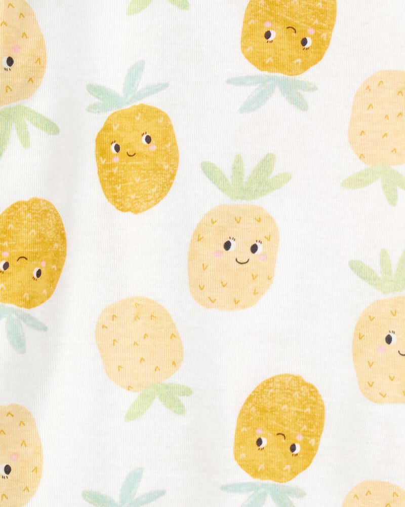 Toddler 4-Piece Pineapple & Fish Print 100% Snug Fit Cotton Pajamas - Pink/Yellow, image 2 of 4 slides