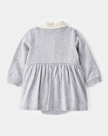 Baby Varsity Polo Bodysuit Dress - Grey, 