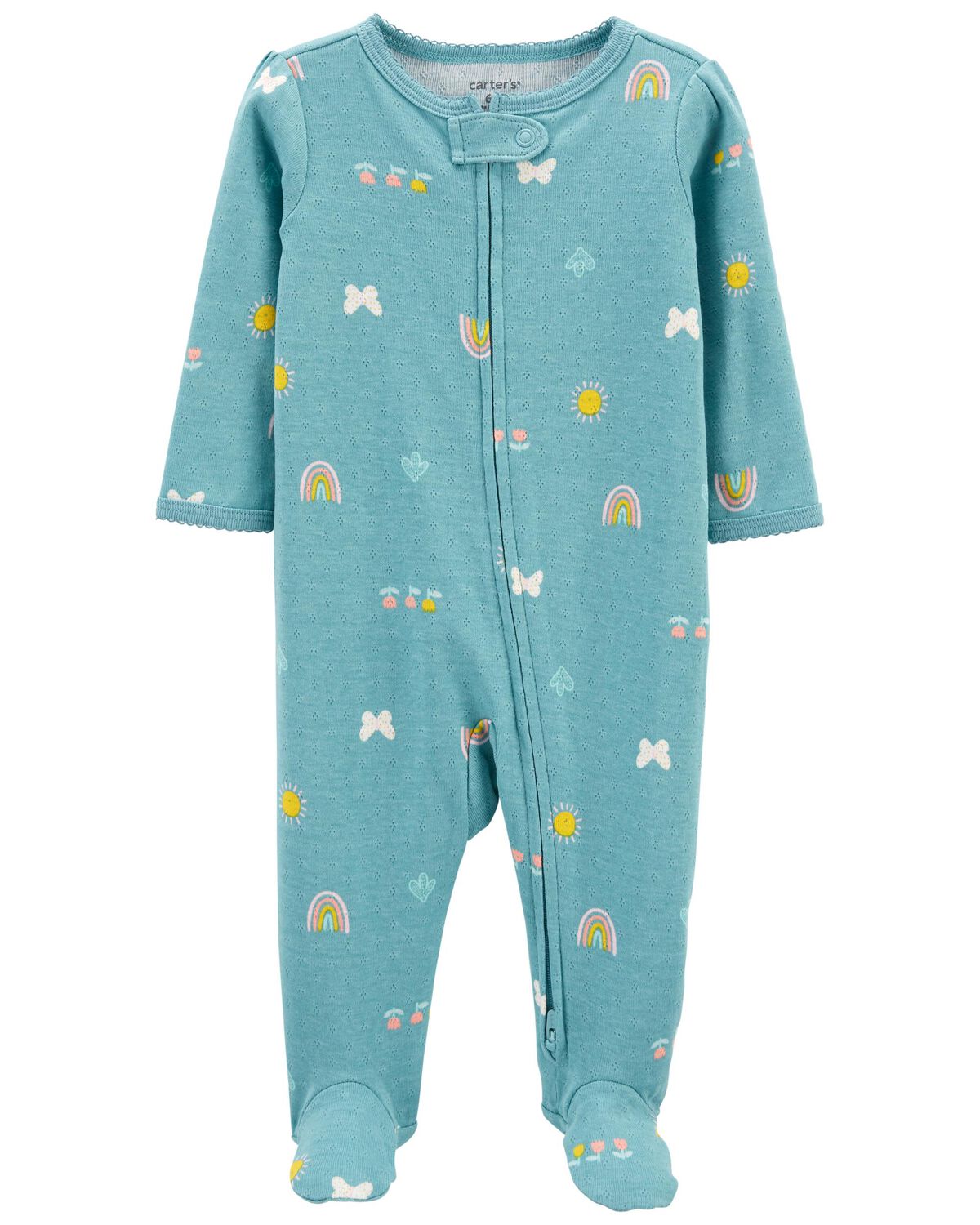 Blue Baby Butterfly 2Way Zip Cotton Sleep & Play Pajamas