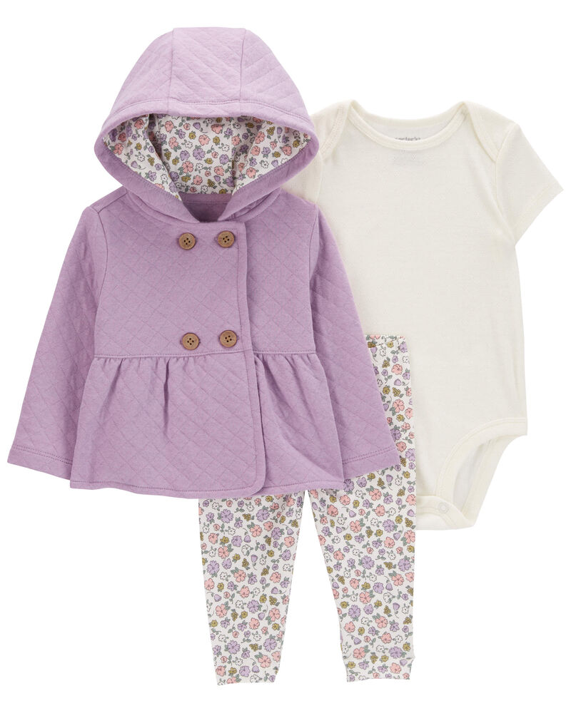 Baby 3-Piece Floral Little Jacket Set, image 1 of 4 slides