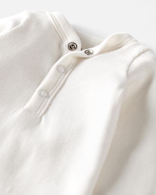Light Cream, Heather Grey Baby 2-Pack Organic Cotton Rib Sleeper Gowns ...