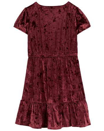 Kid Velour Puff Sleeve Dress, 