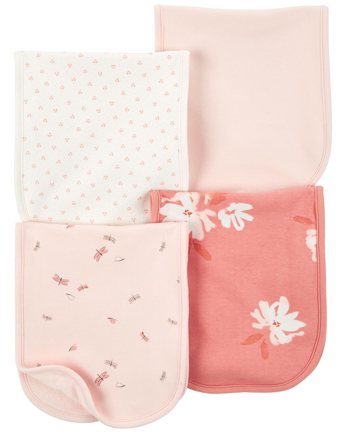 Carters Pink Baby 4-Pack Burp Cloths