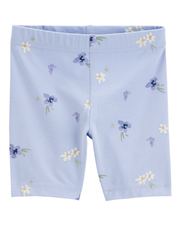 Toddler Floral Bike Short - Blue, 
