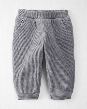 Baby Waffle Knit Sherpa Lined Pants Made with Organic Cotton, 