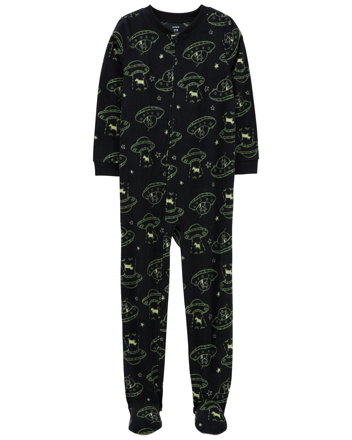 Black Kid 1Piece Space Cow Fleece Footie Pajamas