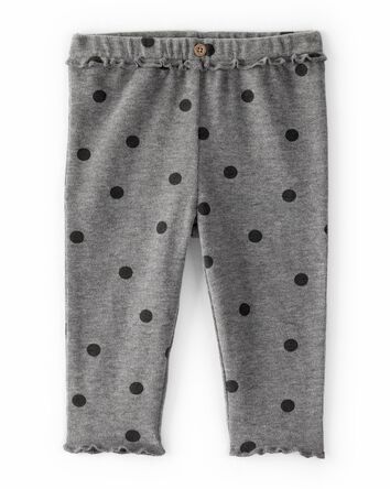 Baby Girl Flutter-Waist Polka Dot Pants - Grey, 