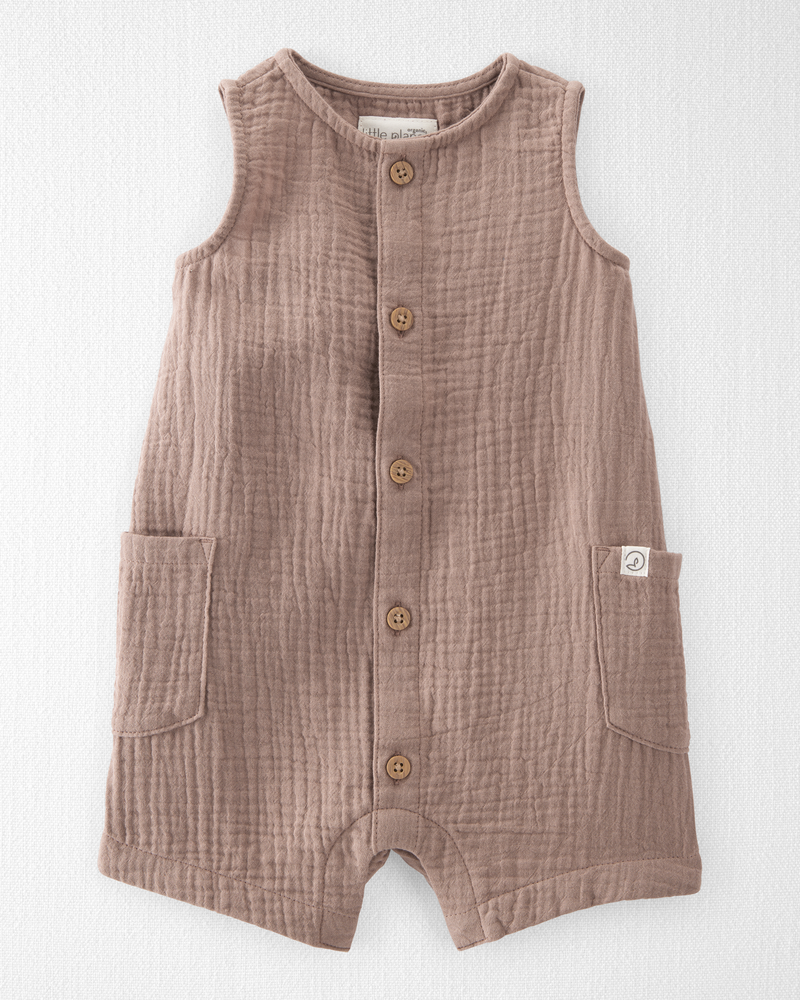 Baby Organic Cotton Gauze Romper, image 1 of 6 slides