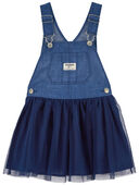 Blue - Toddler Tulle and Denim Jumper Dress

