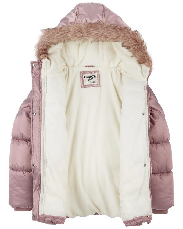 Rose Gold Kid Faux Fur Midweight Parka