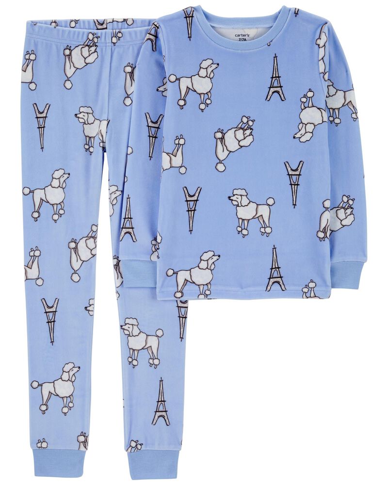 Kid 2-Piece Fuzzy Velboa Poodle Pajamas, image 1 of 3 slides