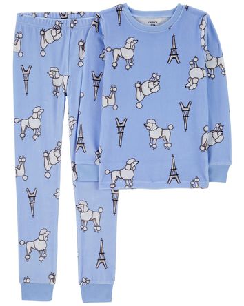 Kid 2-Piece Fuzzy Velboa Poodle Pajamas, 