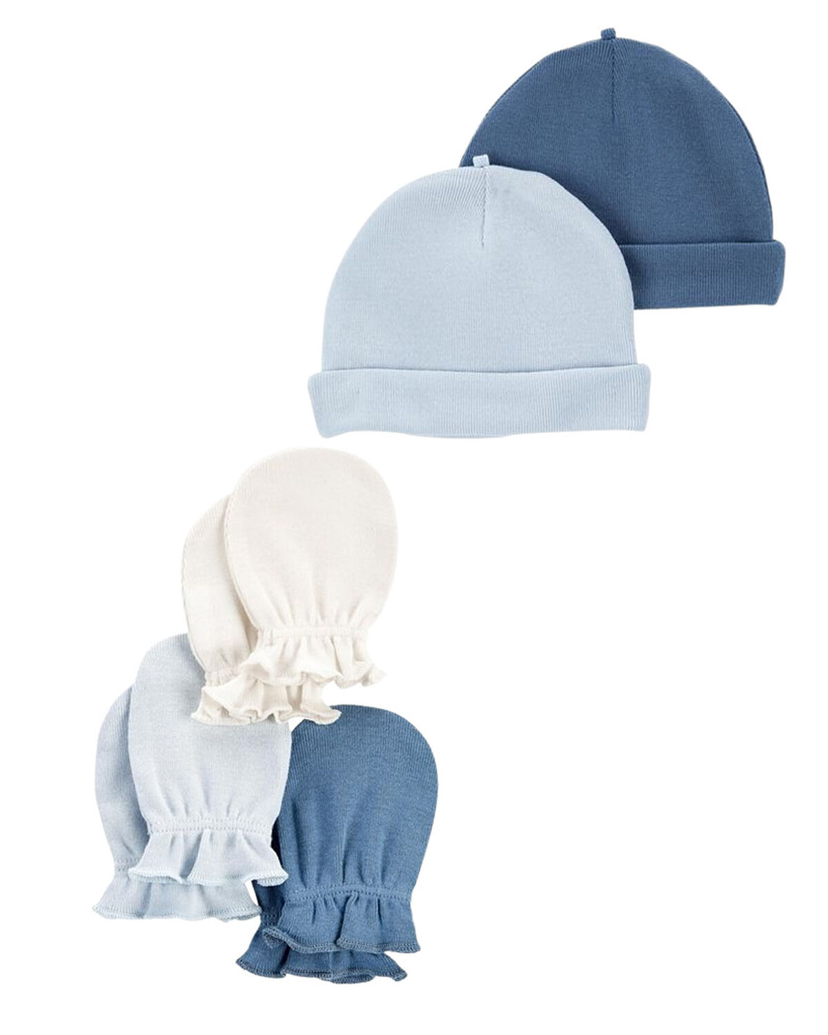 Blue Baby 5Pack Caps & Mittens Set