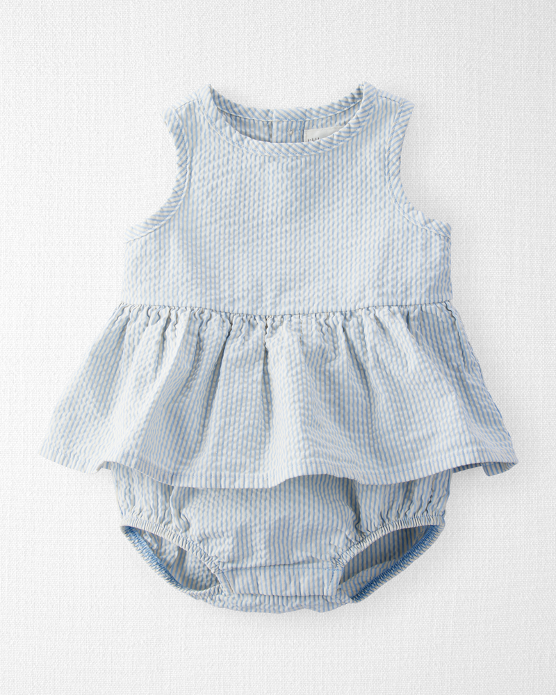 Baby Organic Cotton Seersucker Sunsuit, image 1 of 3 slides