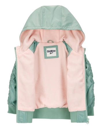 Toddler Girl Fleece-Lined Midweight Bomber Jacket - Green, 
