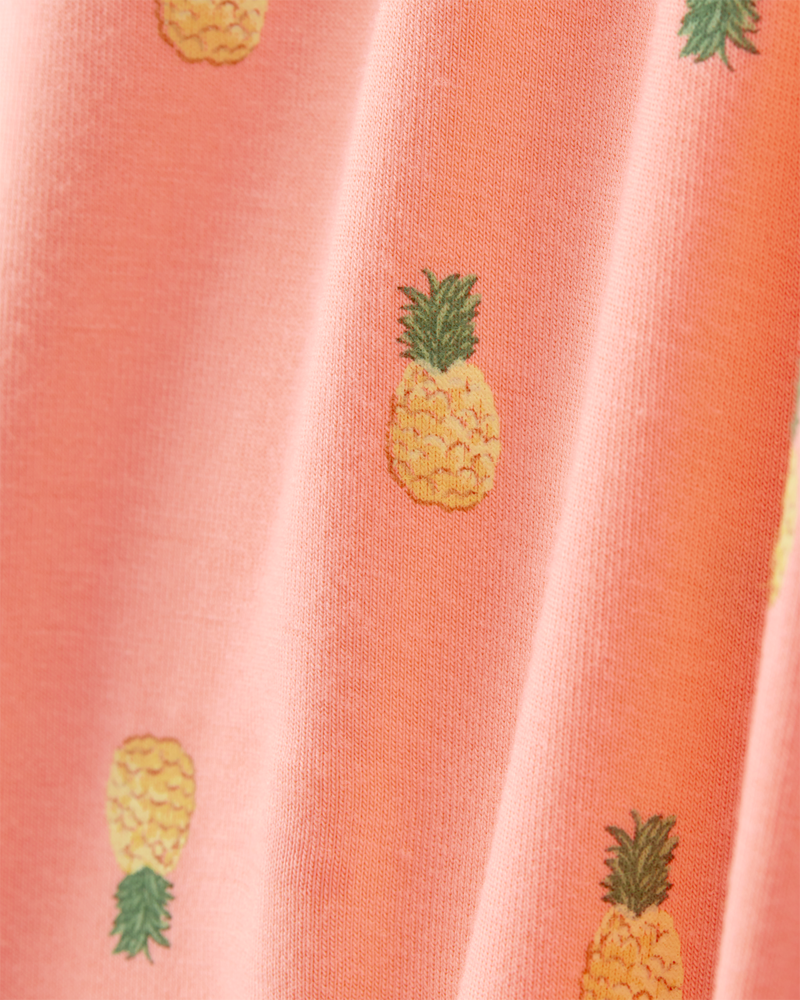 Baby Girl Pineapple Print 2-Way Zip PurelySoft Convertible Foot Sleep & Play Pajamas - Coral, image 5 of 7 slides